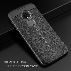 Луксозен силиконов гръб ТПУ кожа дизайн за Motorola Moto E5 Plus XT1924 черен
